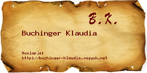 Buchinger Klaudia névjegykártya
